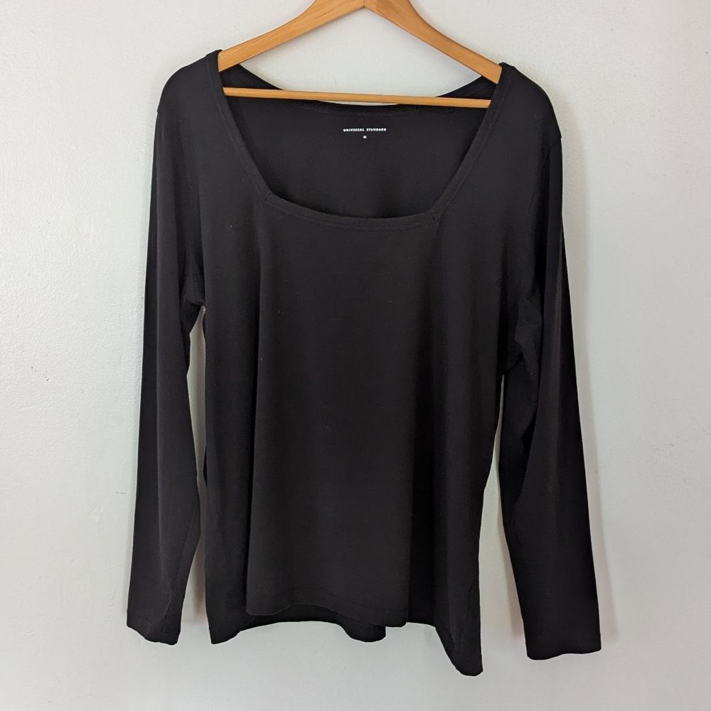 Universal Standard Long Sleeve Black Square Neck T-shirt